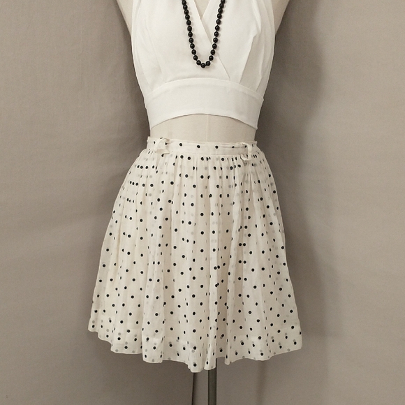Vintage Dresses & Skirts - Vintage Polka Dot Flirty Mini Skirt 50s 60s Sheer Cotton USA Made Fun Feminine